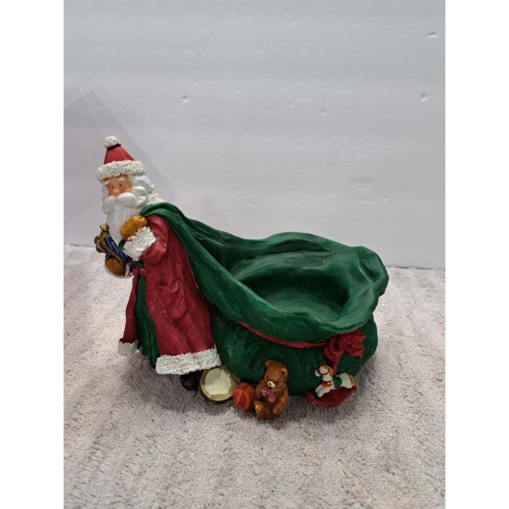 Vintage Santa Pulling Bag Candy Dish Trinket Dish‎ 1997 With Box